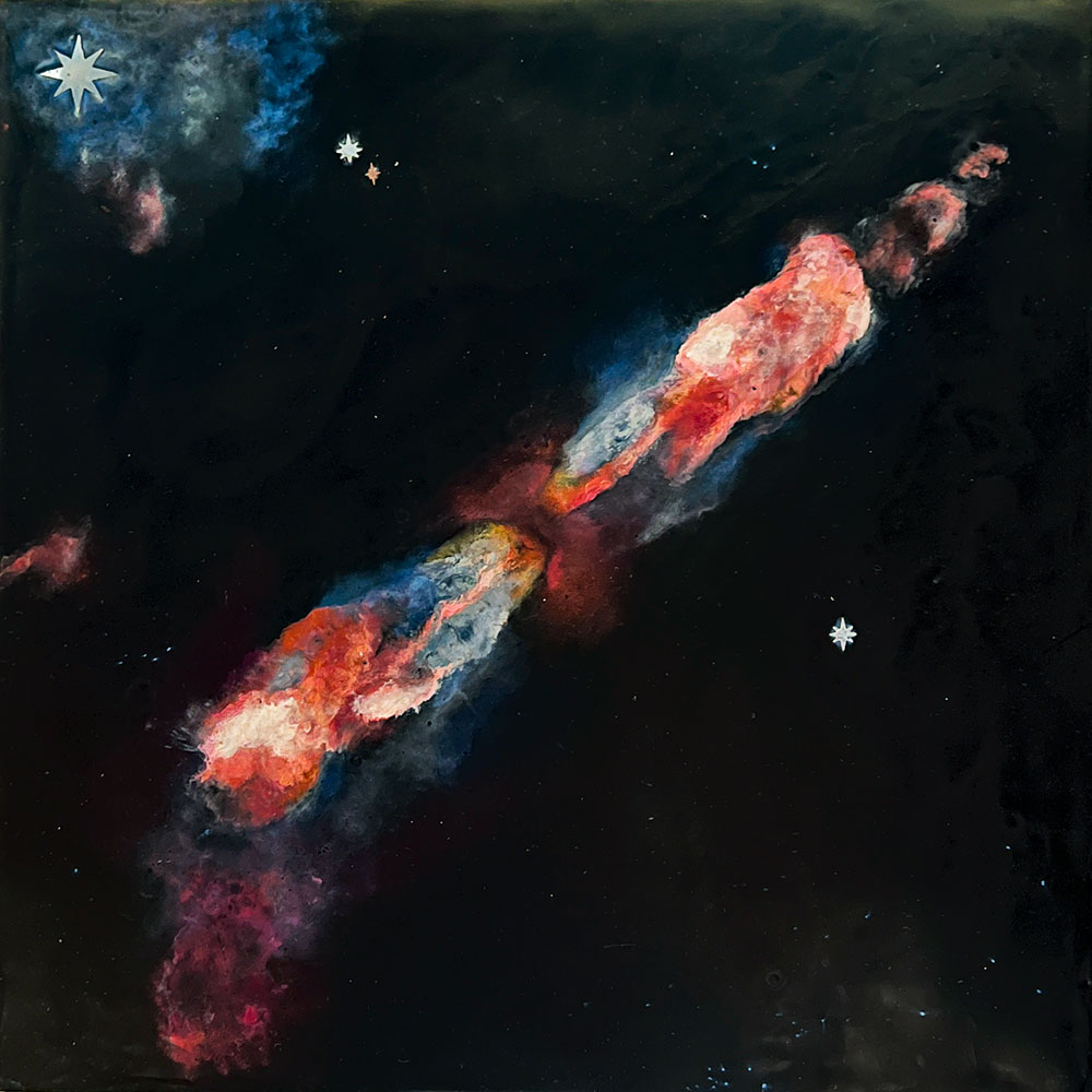 Encaustic painting of Herbig-Haro 211