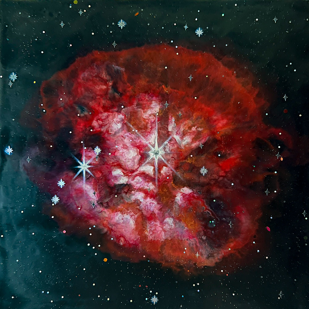 Encaustic painting of Wolf–Rayet star WR 124